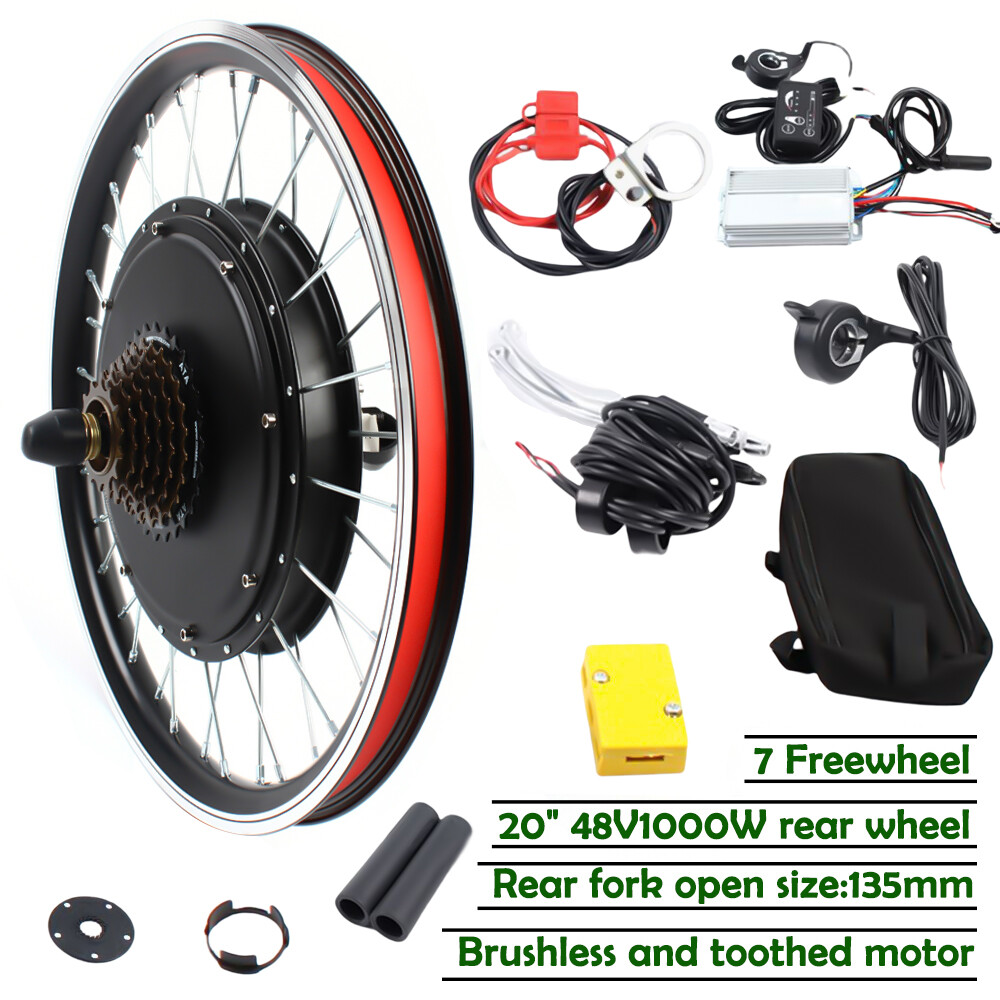 20″ Rear Wheel Conversion Kit Hub 48V 1000W Electric Bicycle Ebike Motor Cycling
