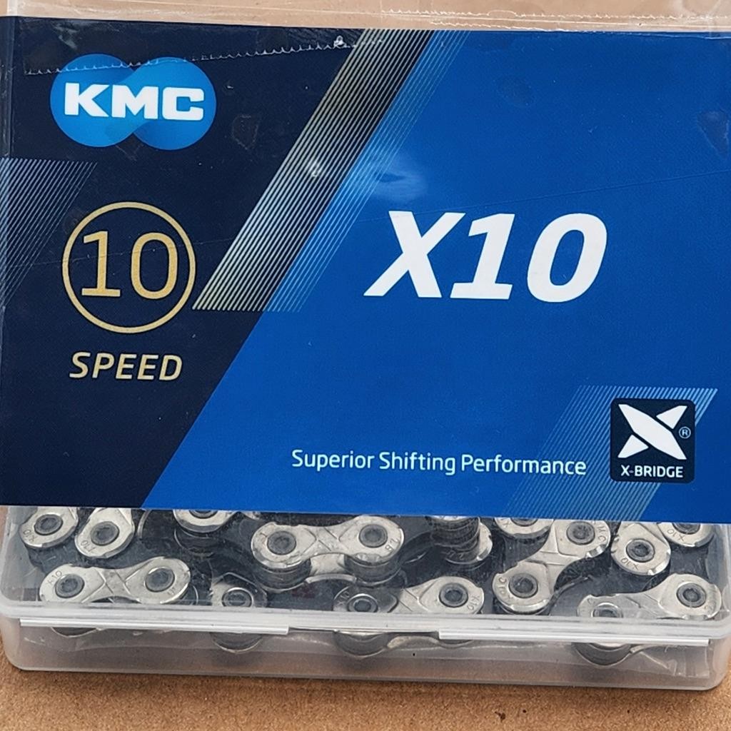 KMC X10 10-Speed 116L Bicycle Chain Silver/Black OPEN PACKAGE