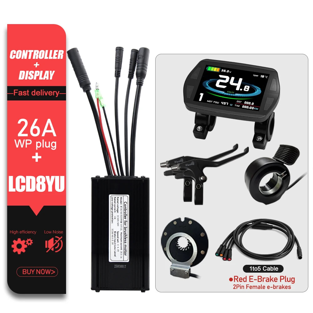 KT E-bike Sinewave Controller 36/48/52V 26A Waterproof Brushless 500W 750W Motor