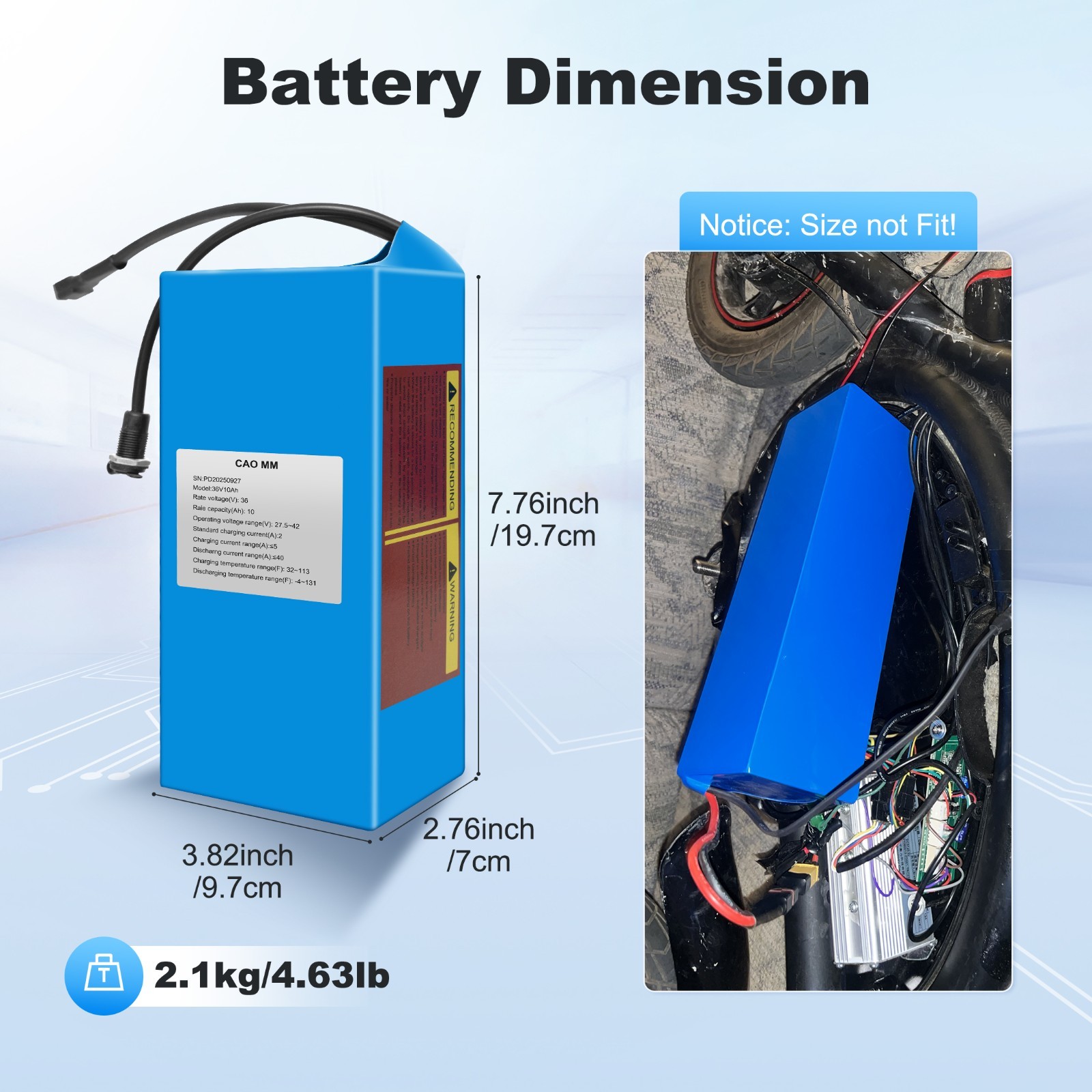 36V/48V 10Ah/14Ah/20Ah Ebike Lithium battery for Electric Bike 100W-1200W Motors