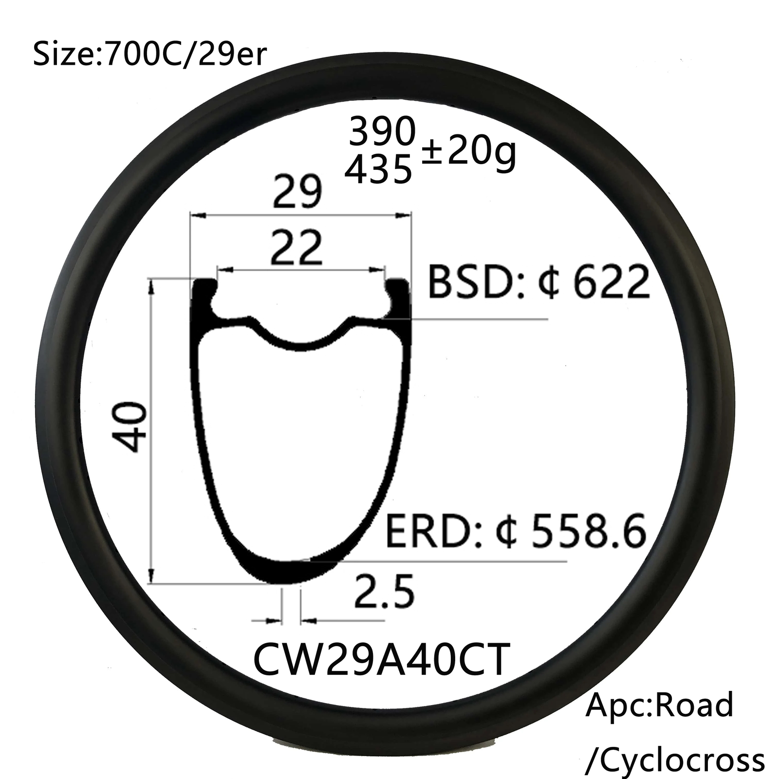 Carbon Gravel Road Bike Rim Clincher Tubeless 29Mm Wide V/Disc Brake Wheels