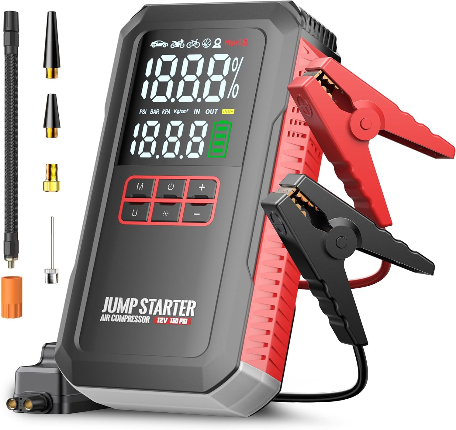 5000A Car Battery Jump Starter with Air Compressor 160PSI, Battery Jumper Starte