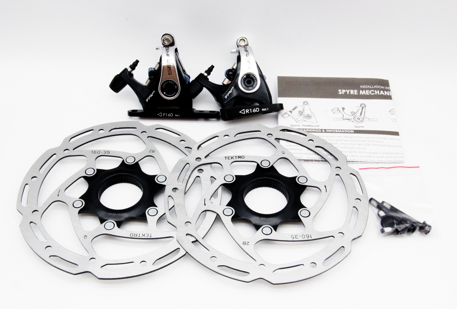 TRP Spyre Cycle Flat-Mount Disc Brake Calipers w/Tektro CenterLock 160mm Rotor