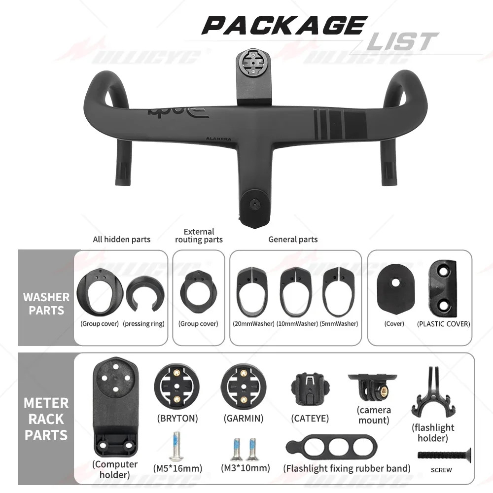 Road Bike Integrated Internal Cable Carbon Handlebar 28.6mm Steer with Spacers