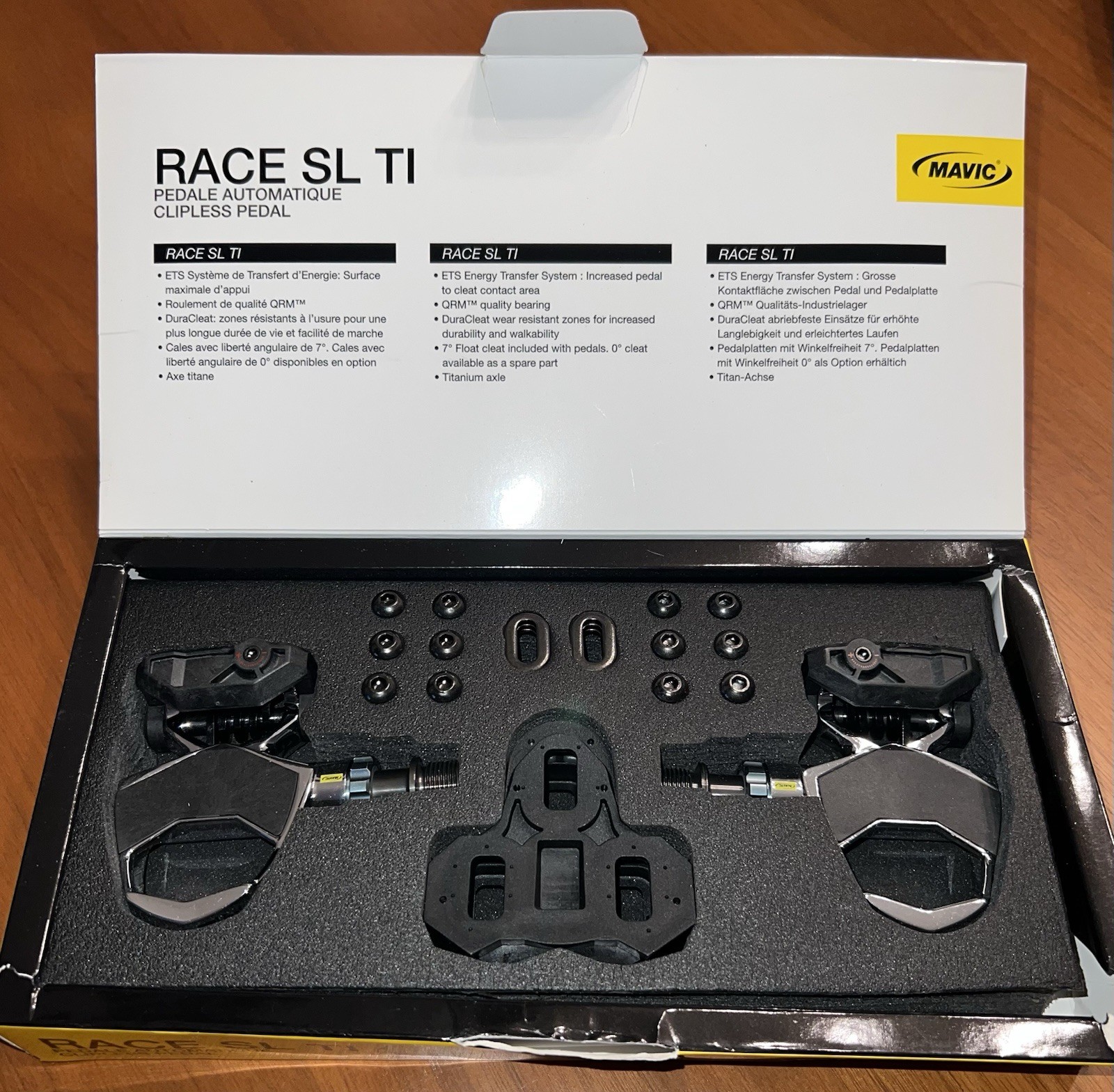 NEW!!! Mavic Race SL Ti Titanium Clipless Road Pedals + Cleats & Hardware