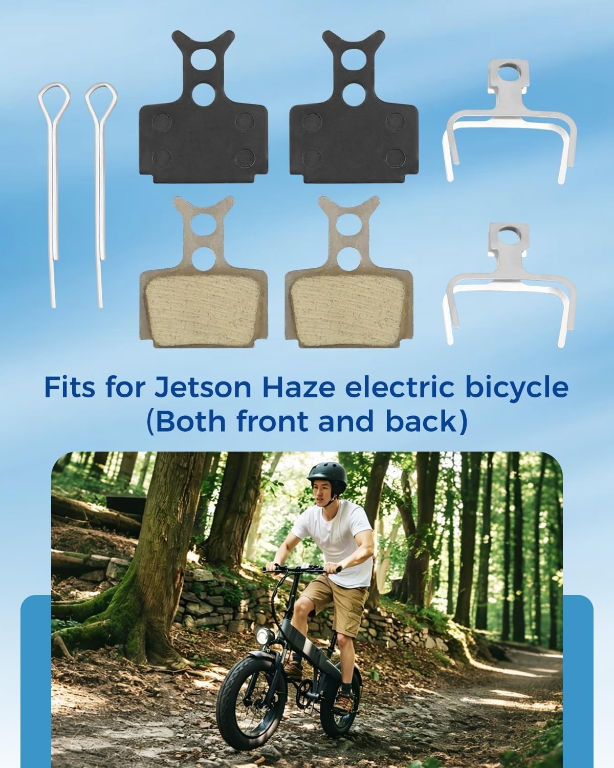 2PCS E-Bike Brake Pads Replacement for Jetson Haze Electric Bicycle Front & R…