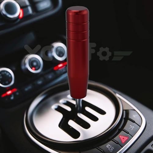 Long Shift Knob, 5.12″ Lightweight Car Gear Shifter 5.12“-(4 Adapters)-Red
