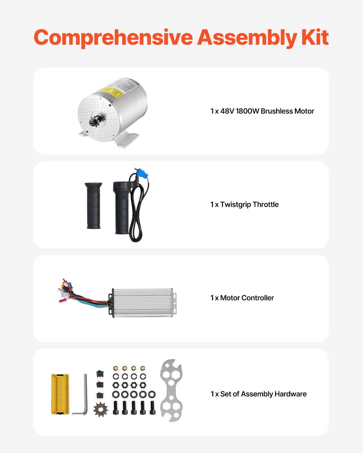 Uimoso 48V 1800W Brushless DC Motor Kit with Enhanced Controller, 4500rpm