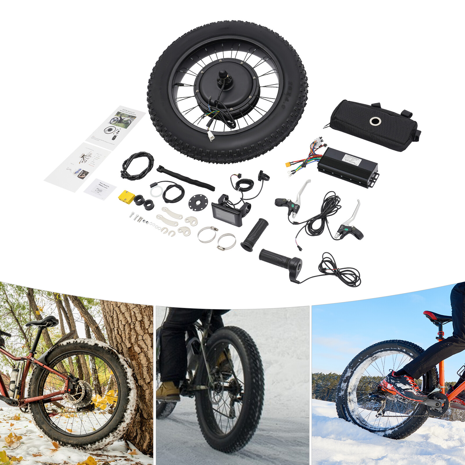 20in Rear Wheel 48V 1500W Electric Bicycle Ebike Conversion Kit Hub Motor LCD
