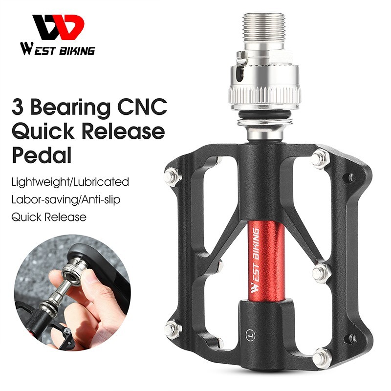 WEST BIKING Bicycle Quick Release Pedals 3 Bearings Aluminum Road Bike Pedals