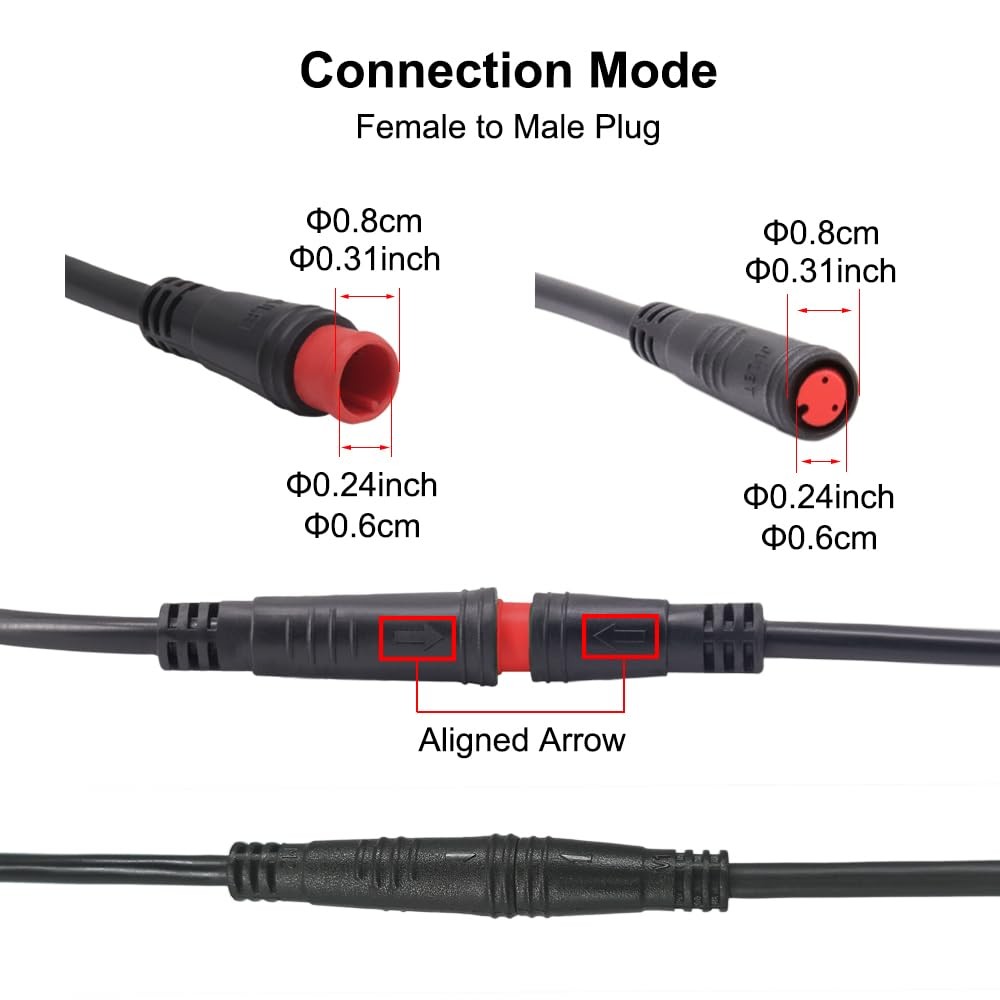 Ebike Extension Cable for Electric Bike Gear Sensor Waterproof Connector 2 Pi…