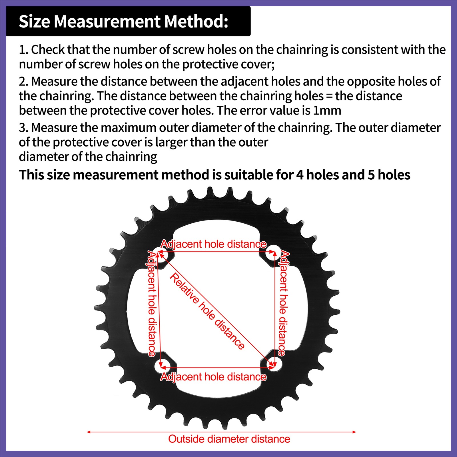 2pc 48 Teeth 12cm 4 Hole Bike Crankset Chain Wheel Covers Protection Black