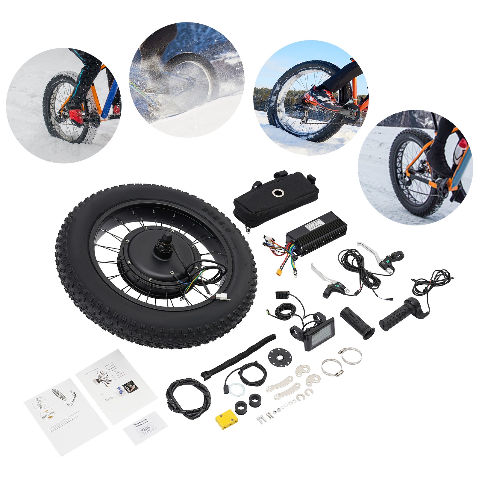 20in Rear Wheel 48V 1500W Electric Bicycle Ebike Conversion Kit Hub Motor LCD
