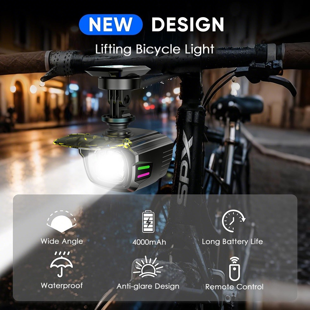 2x Bicycle Headlight 1100LM Yellow/White Dual Beam with Wireless Remote Control