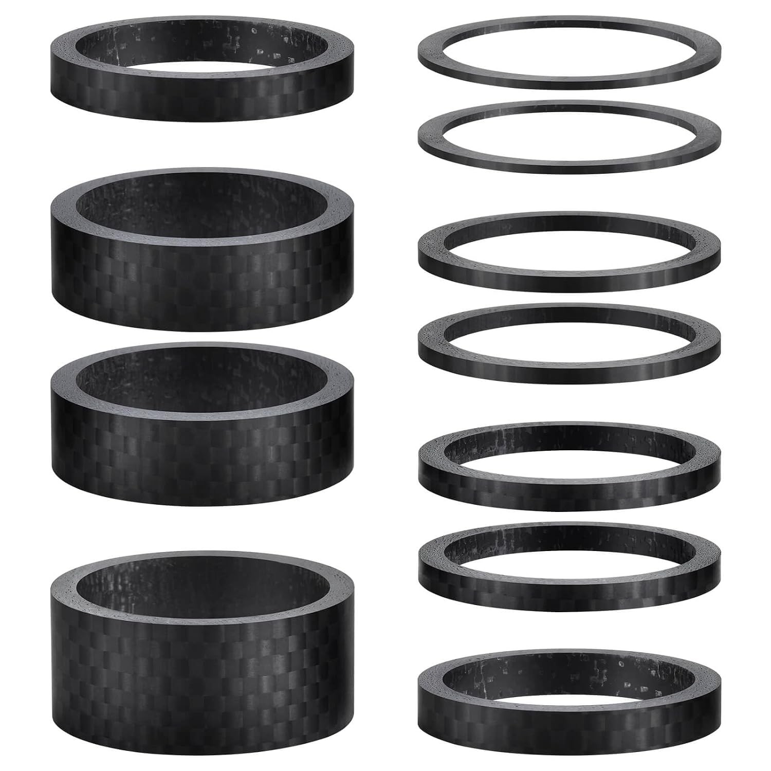 11PCS Bike Carbon Fiber Headset Spacers, Matte Finish, Fits 1-1/8 Inch Stem for