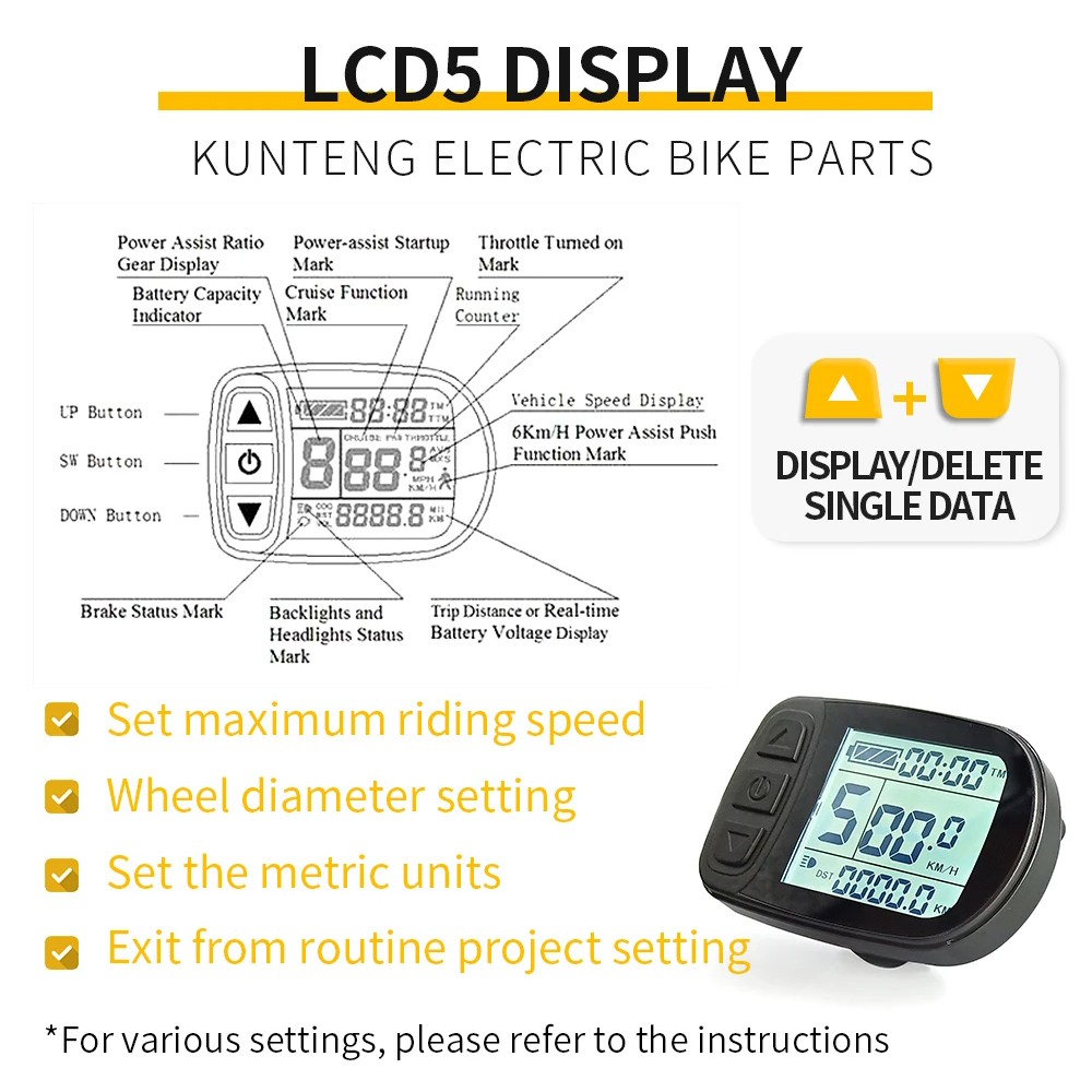 E-bike 36V/48V 30A-50A 1000W-3000W Controller+Display Kits for Electric Bicycle