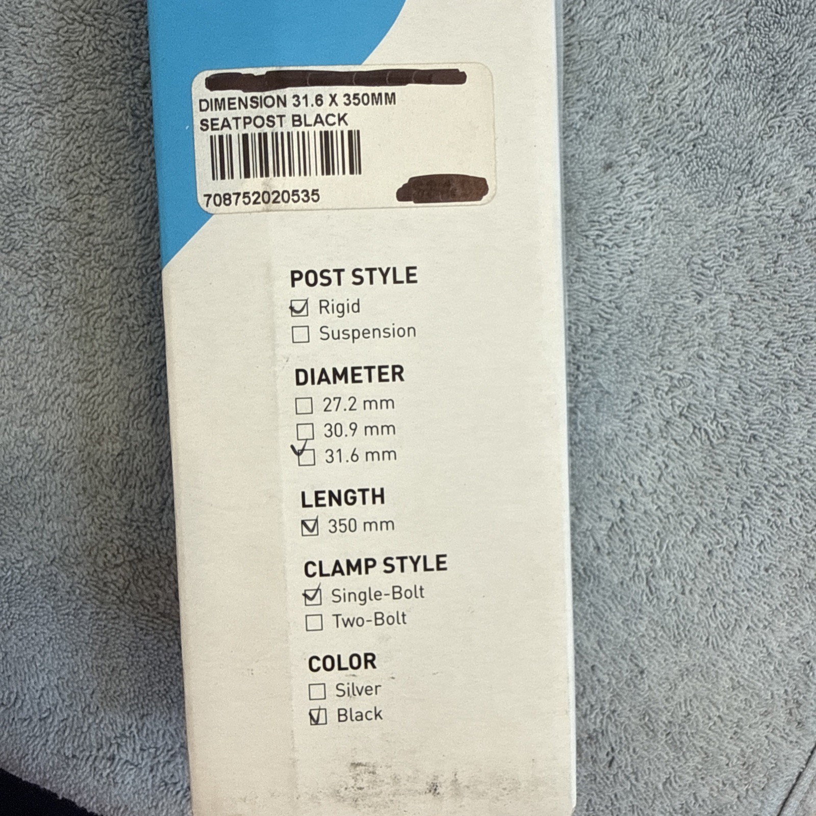 Dimension 1-Bolt Seatpost 31.6mm 350mm 20mm Offset Black [caw]