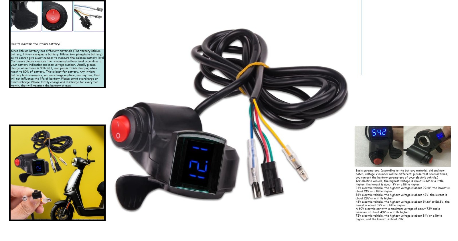 Digital E-Bike Thumb Throttle (12V-72V) with LCD Display for Precise Monitoring