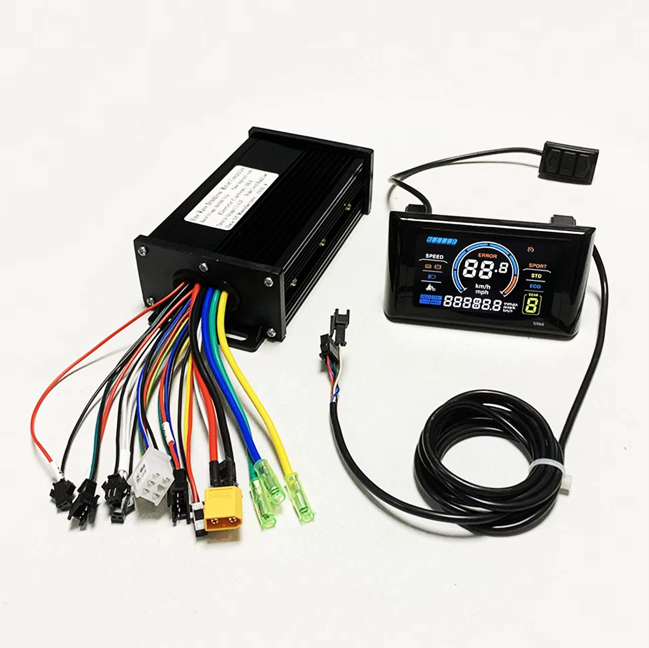 30A sine wave 3-mode 1500W 36V 48V 52V 64V controller with S966 color LCD meter,