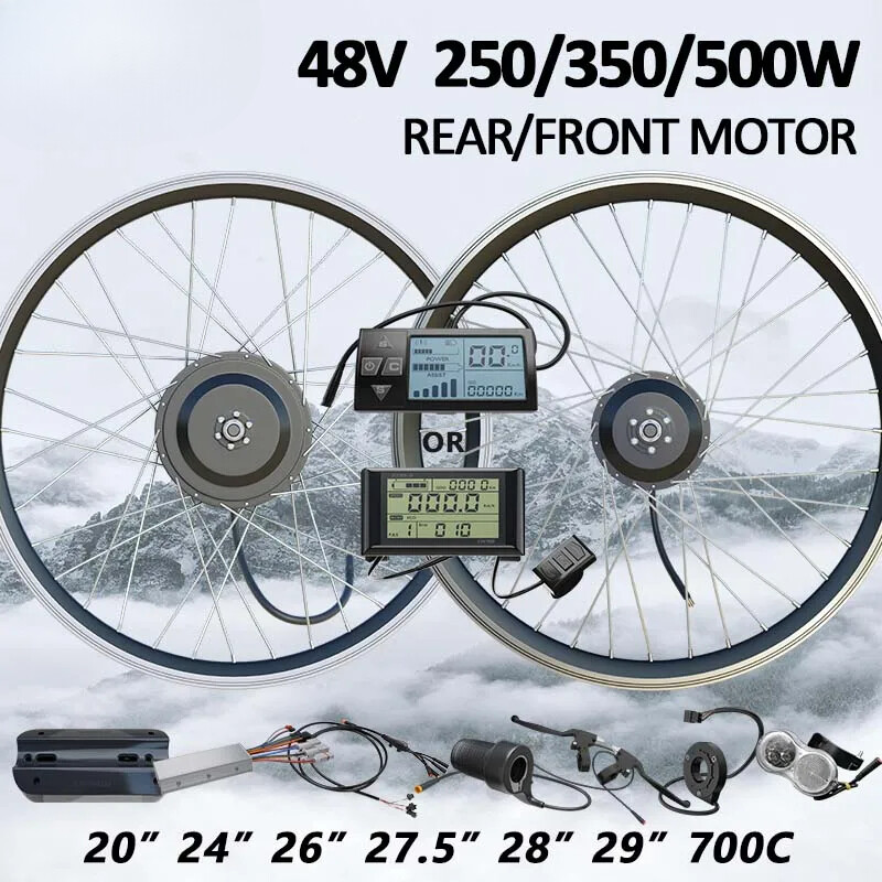 250W 350W 500W Electric Bike Conversion Kit Brushless Gear Motor LCD Display
