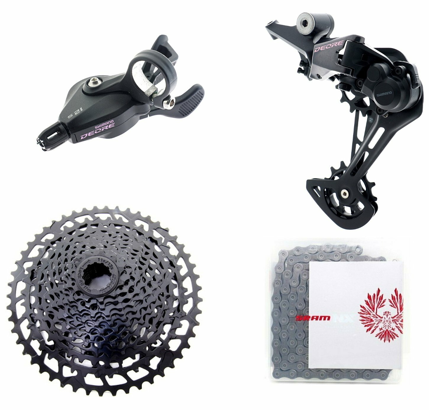 Shimano Deore M6100 MTB 1×12 Spd SL/RD w/SRAM CS PG-1230 11-50T & NX Eagle Chain