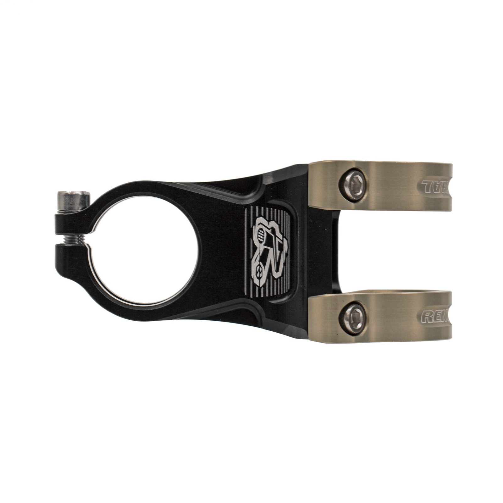 Renthal Apex 35mm Stem Clamp: 35mm +/-6 Deg 1 1/8″ Length: 40/50/60mm Black/Gold