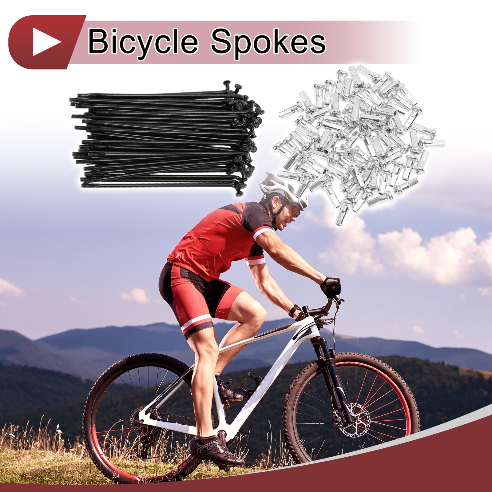 72 Set 14G Bicycle Spokes 78mm Bike Wheel Spokes Carbon Steel Black