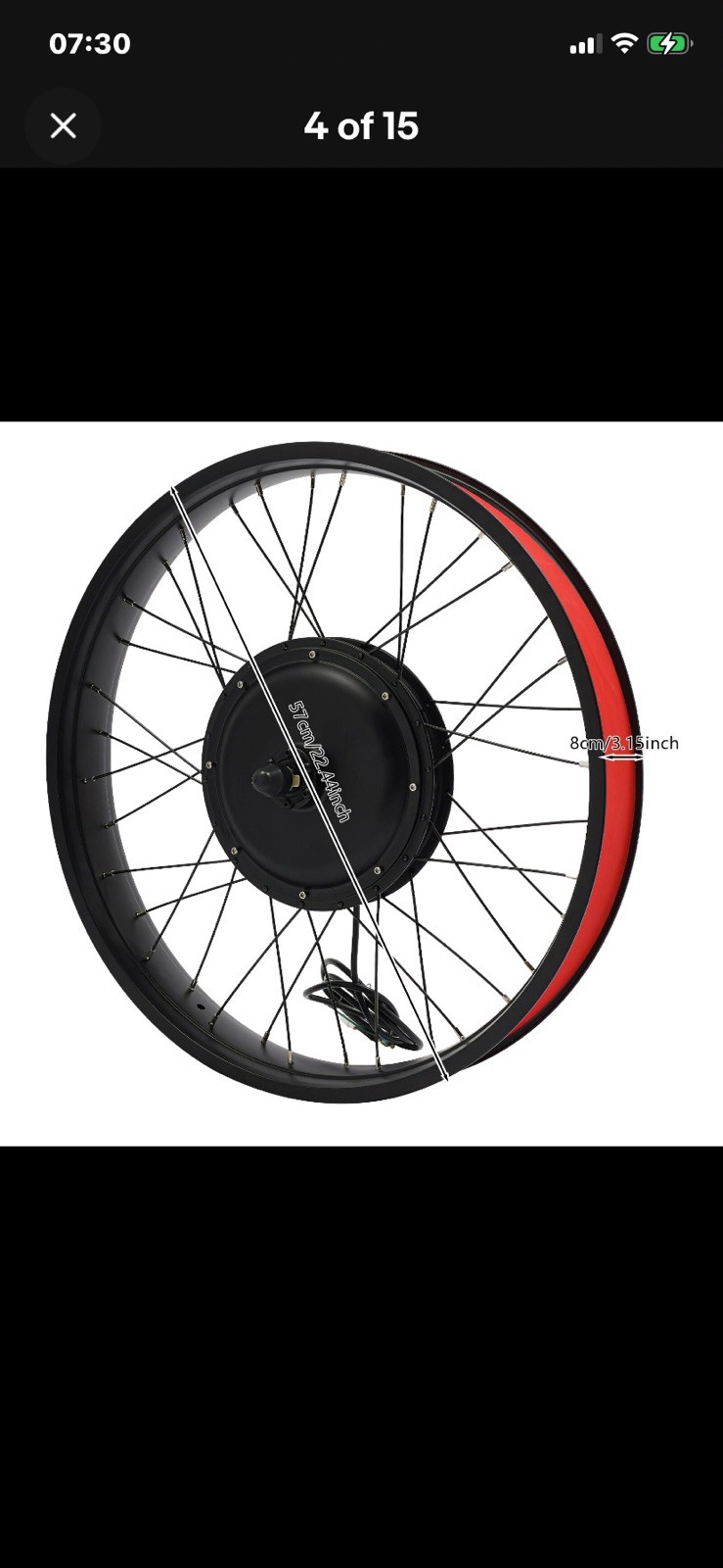 26×4″ 48V Electric Bicycle Front Wheel Hub Motor LCD E-Bike Conversion Kit 1500W