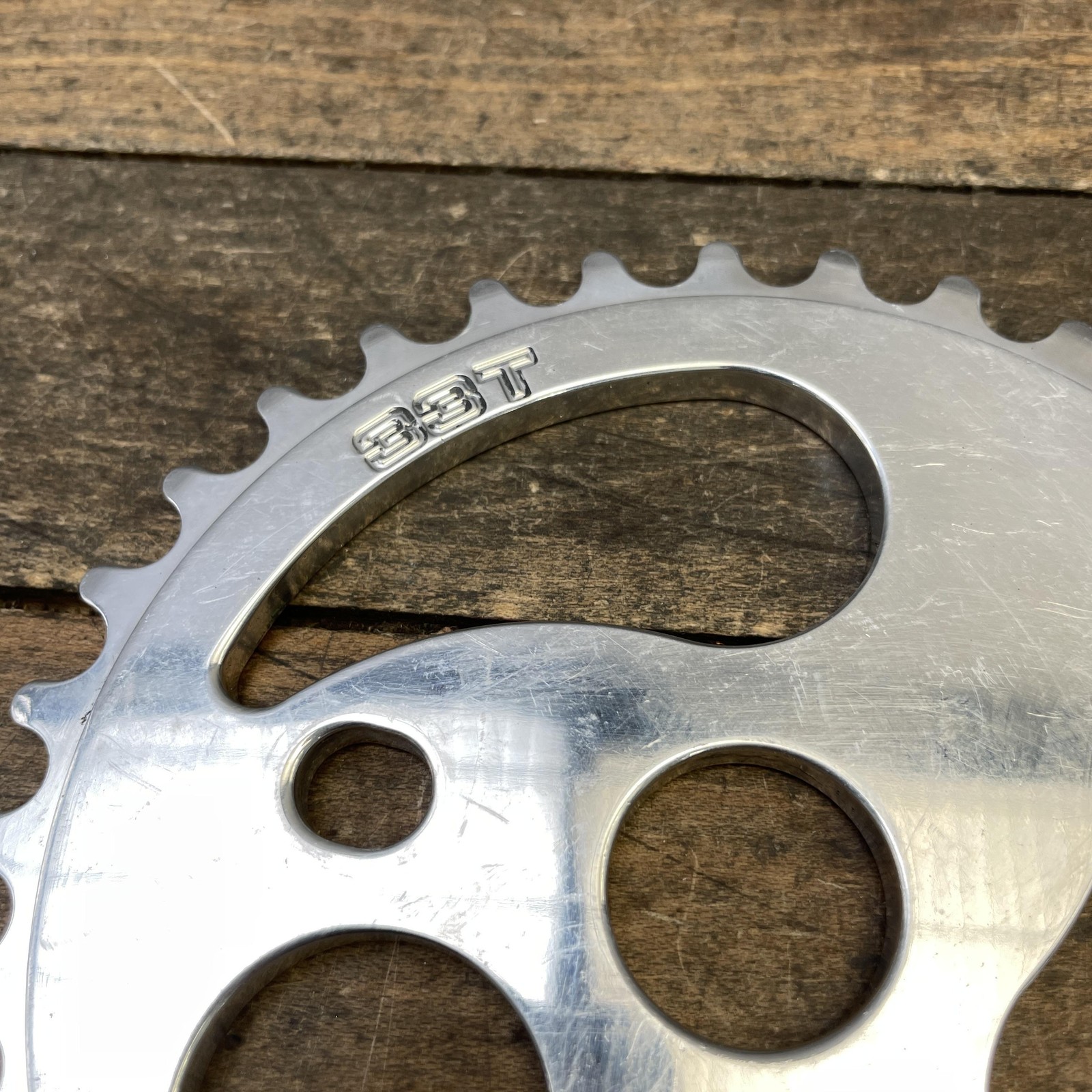 S&M Bikes BMX 33T Sprocket 33 Tooth Chainring Silver Fits Mid School Made In USA