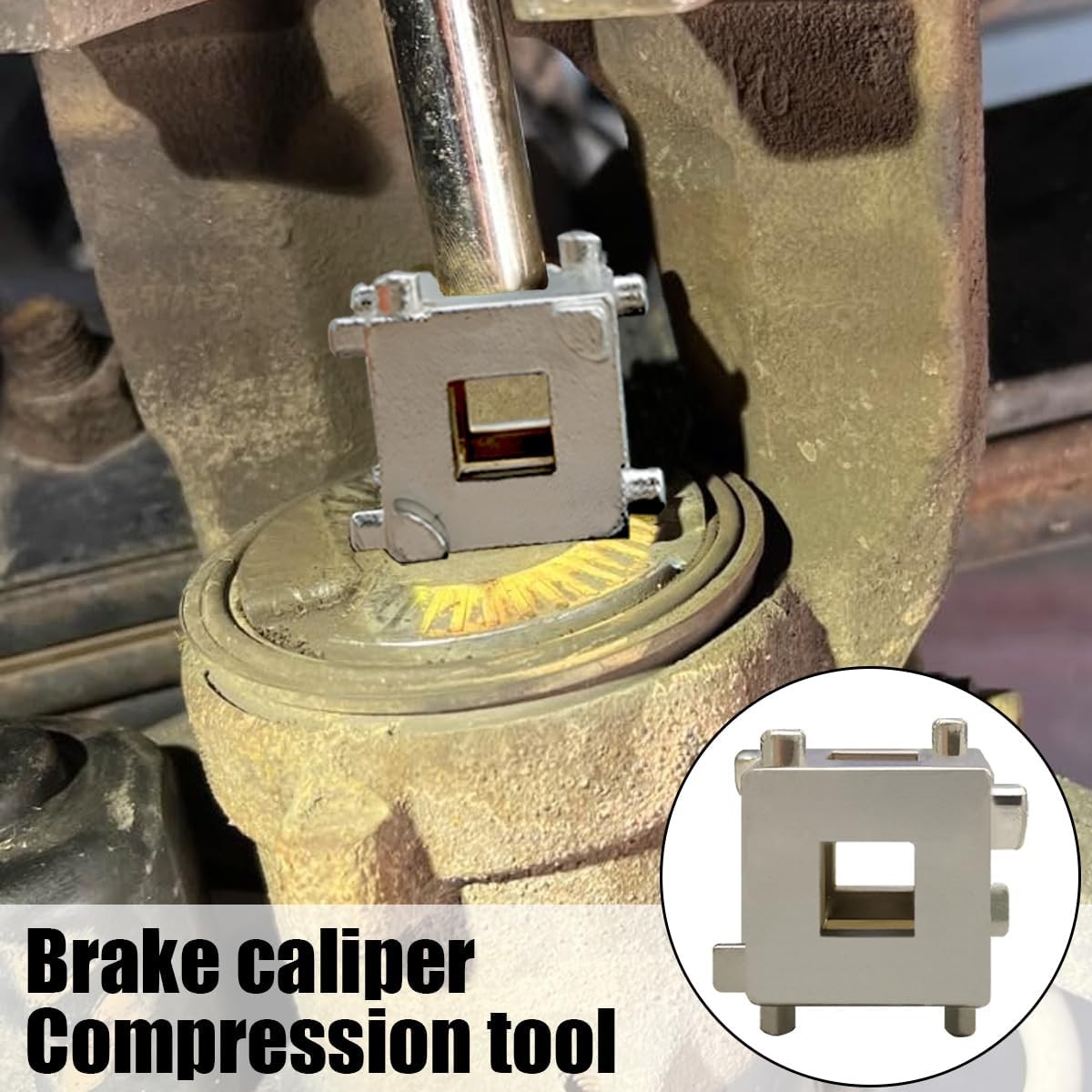 Car Cube Brake Caliper Compression Tool, Steel Rear Disc Brake Piston Tool Fits