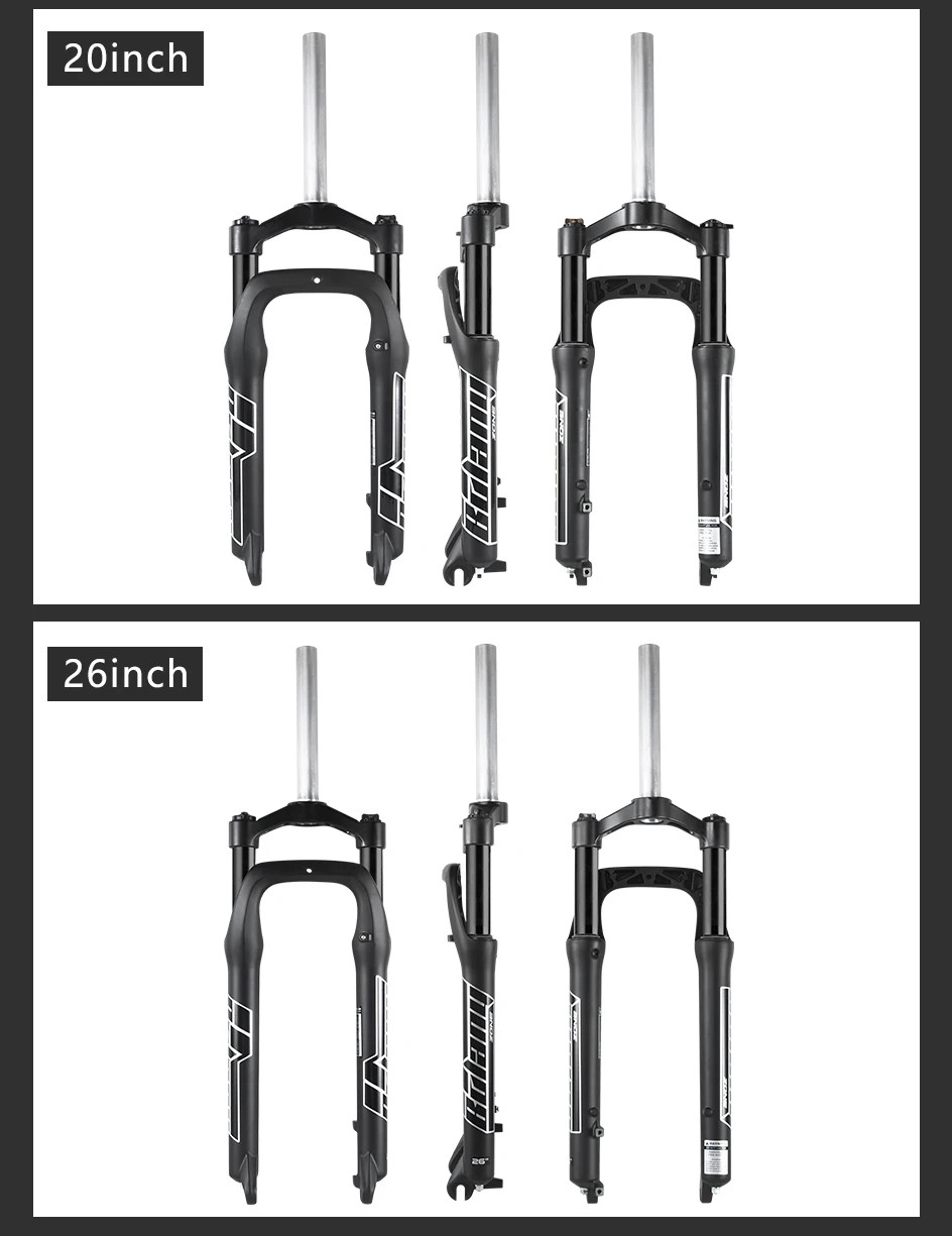 Snow Bike Fork 100/110mm Stroke 20 26 Inch Fat Tire Spring Mechanical Air Fork
