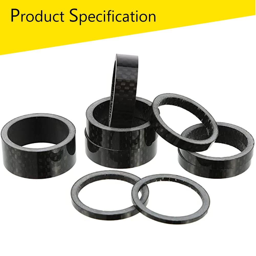 11PCS Carbon Fiber Headset Spacers Mountain Road Bike Front Fork Washers 1-1/8″