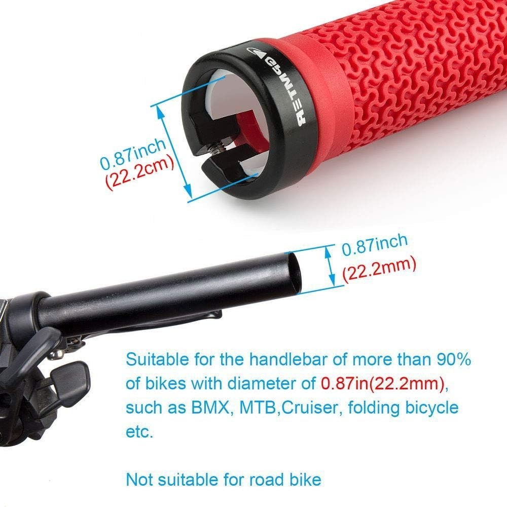 Bike Handlebar Grips, Single Lock, Rubber, Non-Slip, Ergonomic, 131mm