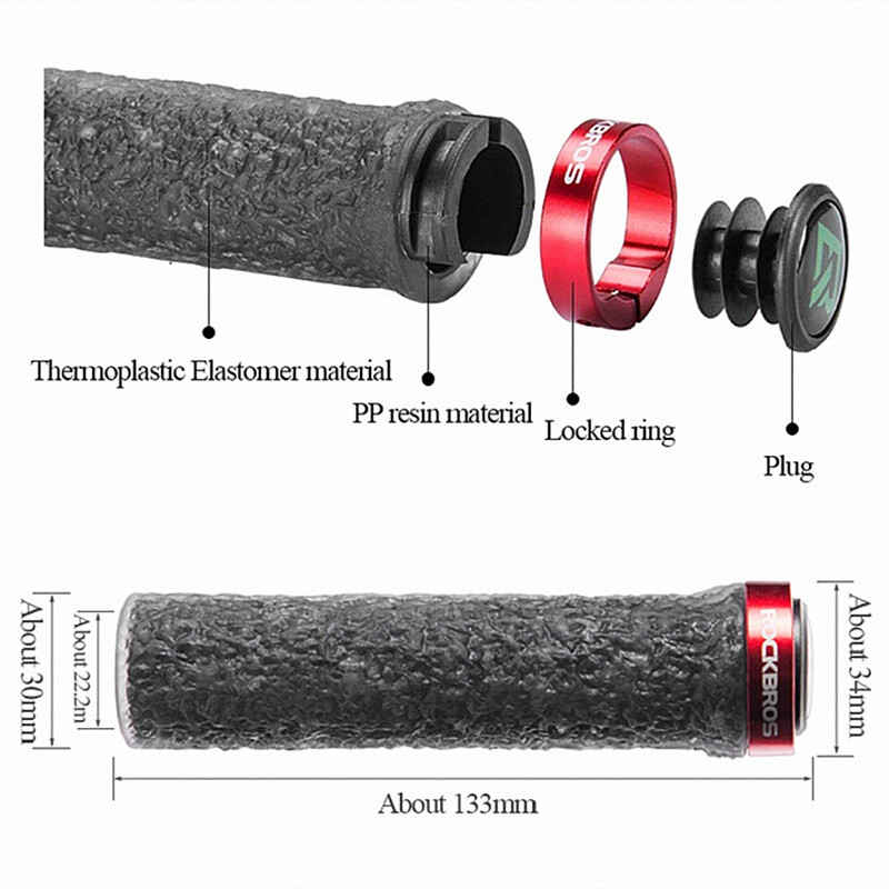 ROCKBROS Bike Handlebar Grips,Single Lock on Bike Soft Non-Slip-Rubber Hand Grip