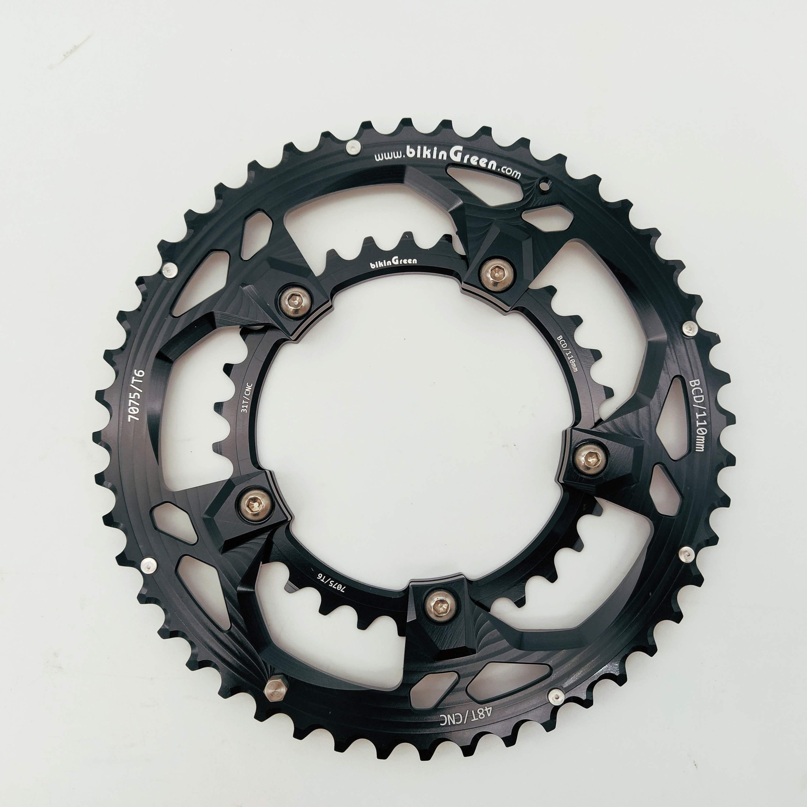 bikinGreen CNC Road Chainring 48/31T V3 BCD110mm 5 Bolts 9-12 Sp Cyclocross Tour