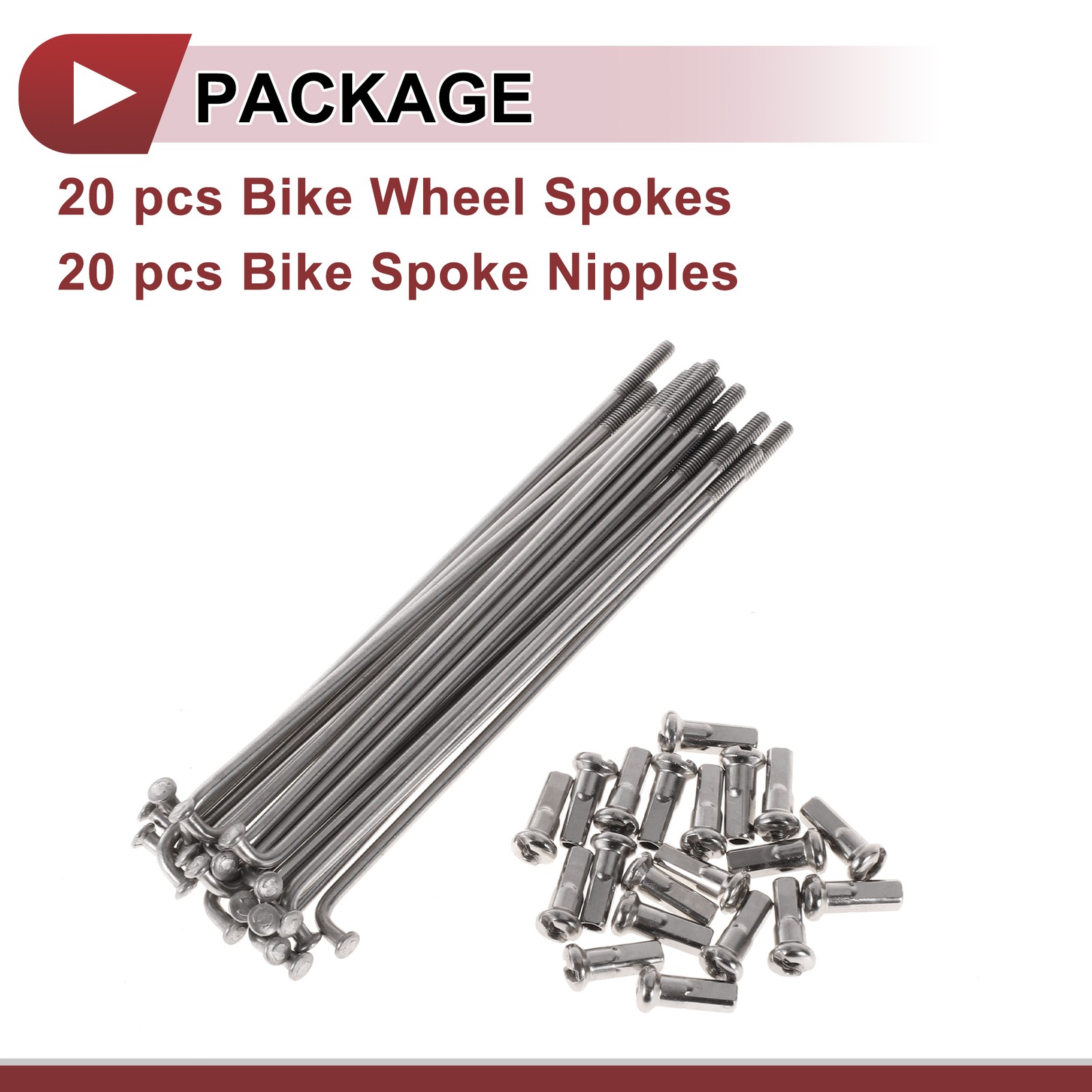 20 Set 13G Bicycle Spokes 97mm Bike Wheel Spokes 304 Stainless Steel Silver Tone