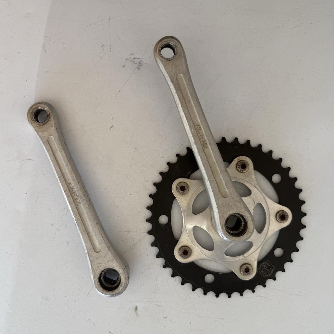 Tracer MCS three piece Crankset w/ Chainring 175mm Square Taper Silver/Black