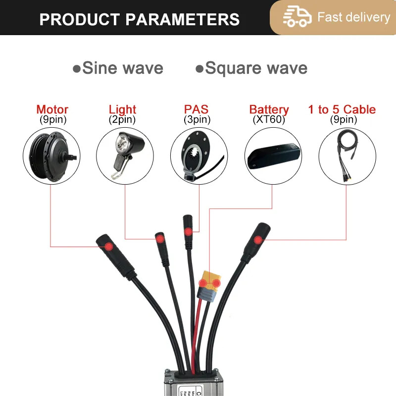 250W-3000W Electric Bike Controller 15A-50A Sinewave SquareWave Controller