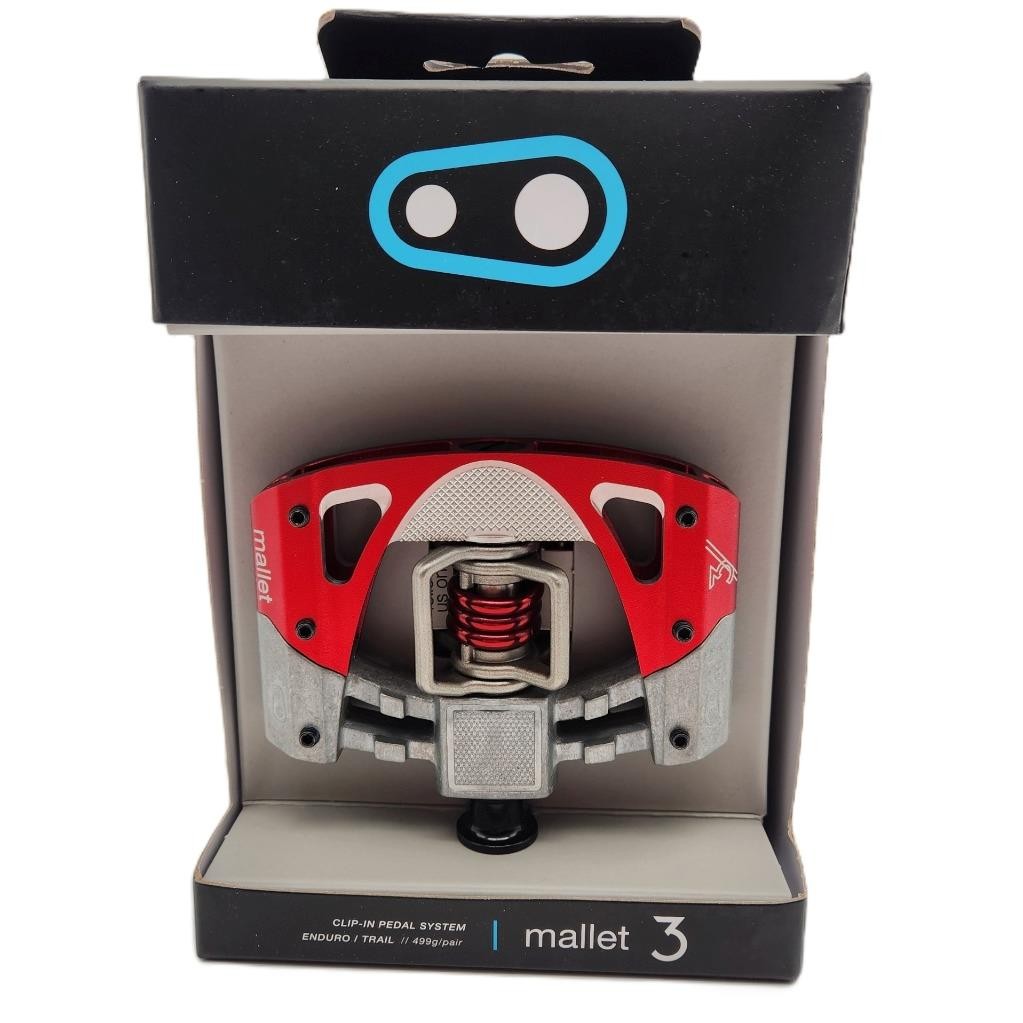 Crankbrothers Mallet 3 Raw/Red Platform Clipless Pedals for Downhill MTB Bike