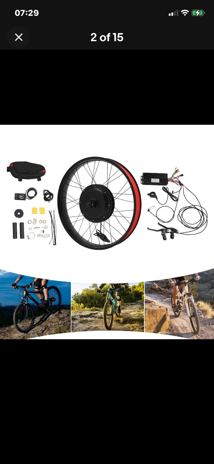 26×4″ 48V Electric Bicycle Front Wheel Hub Motor LCD E-Bike Conversion Kit 1500W