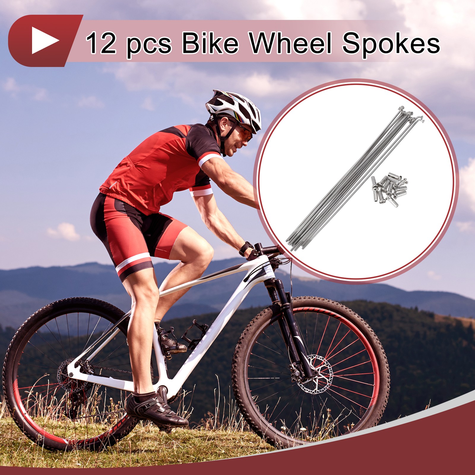 12 Set 14G Bicycle Spokes 181mm Bike Wheel Spokes 304 Stainless Steel