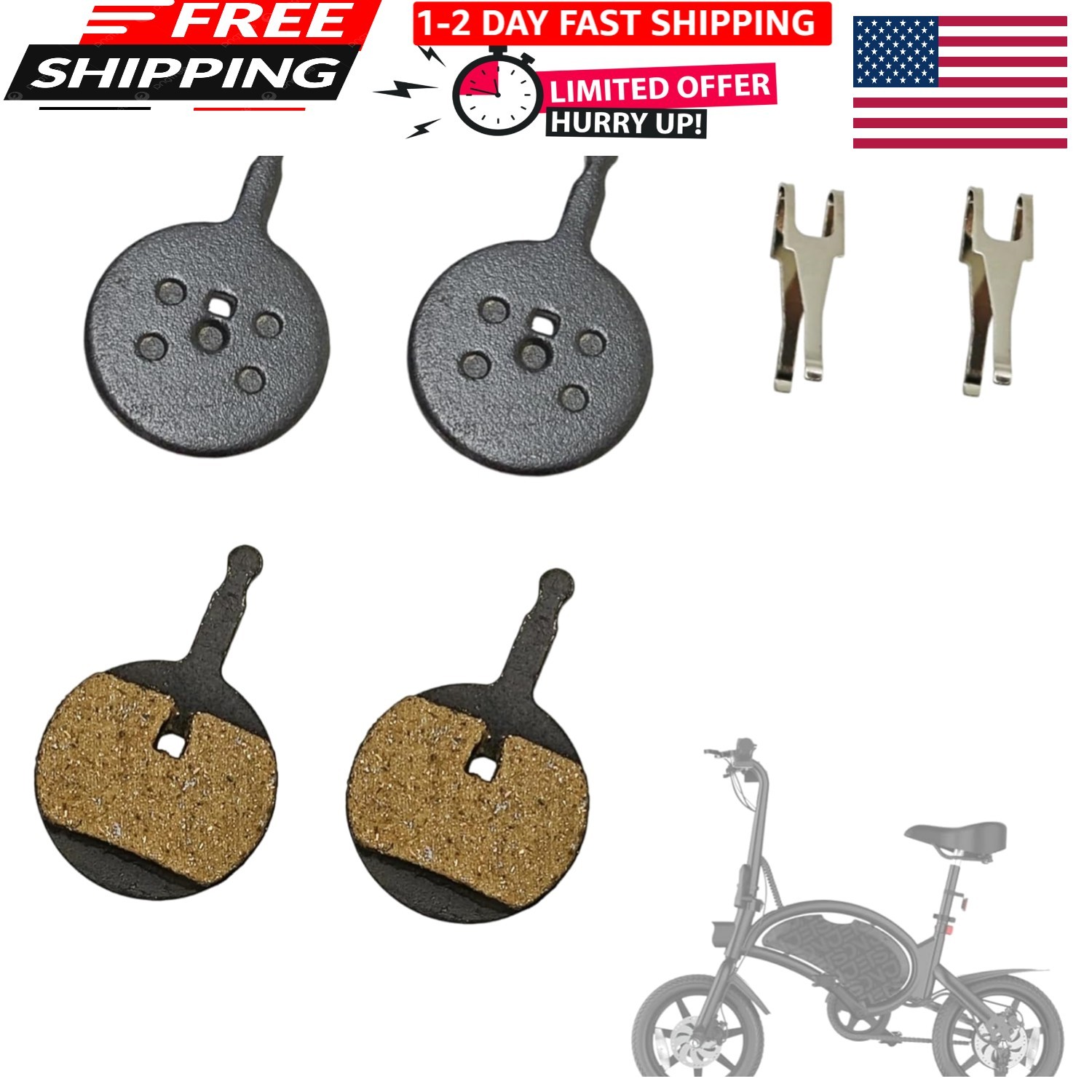 2PCS Resin E-Bike Brake Pads 24mm Diameter for Jetson Bolt Pro/DYU D1F D2F D3…