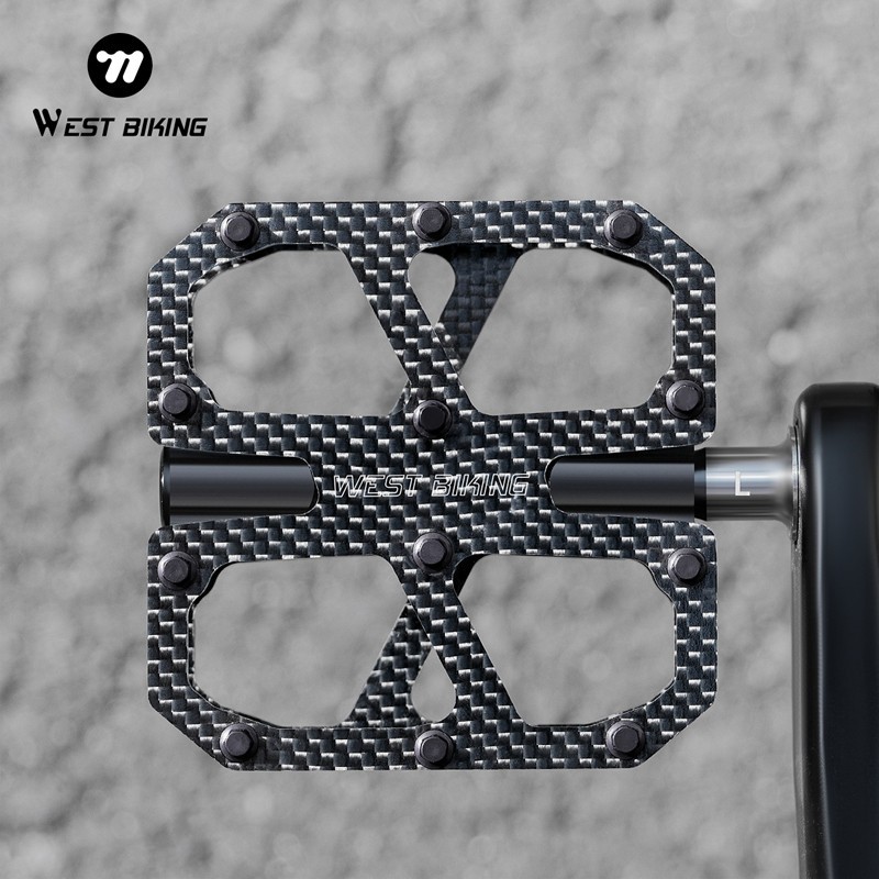 WEST BIKING Carbon Fiber Road Bike Pedals 3 Bearing Titanium Axis Bicycle Pedals