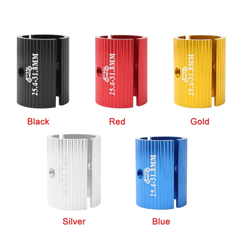 1pair Bike Handlebar Shims, Aluminum Alloy Stem Reducer 25.4 to 31.8mm, Black