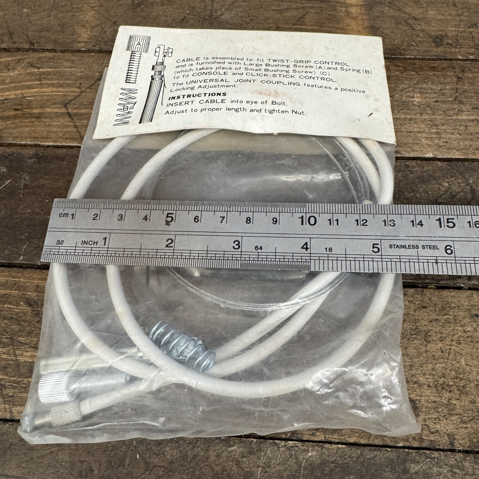Vintage Slick Stick Control Shift Cable White Shimano 3 Speed 5 Speed NOS