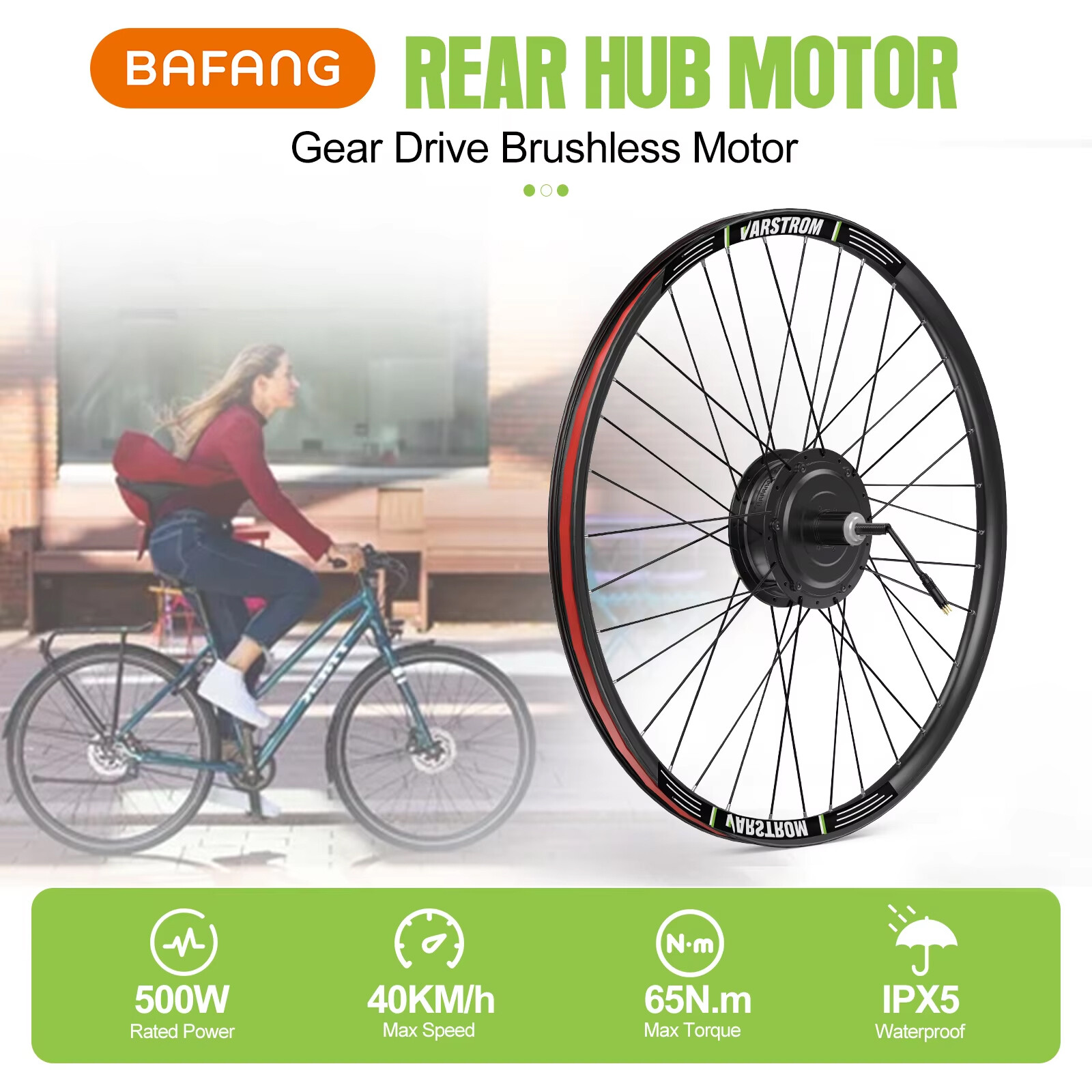 Bafang 48V 500W Front Rear Hub Motor Electric Bike Conversion Kit 26″ 27.5″ 700C