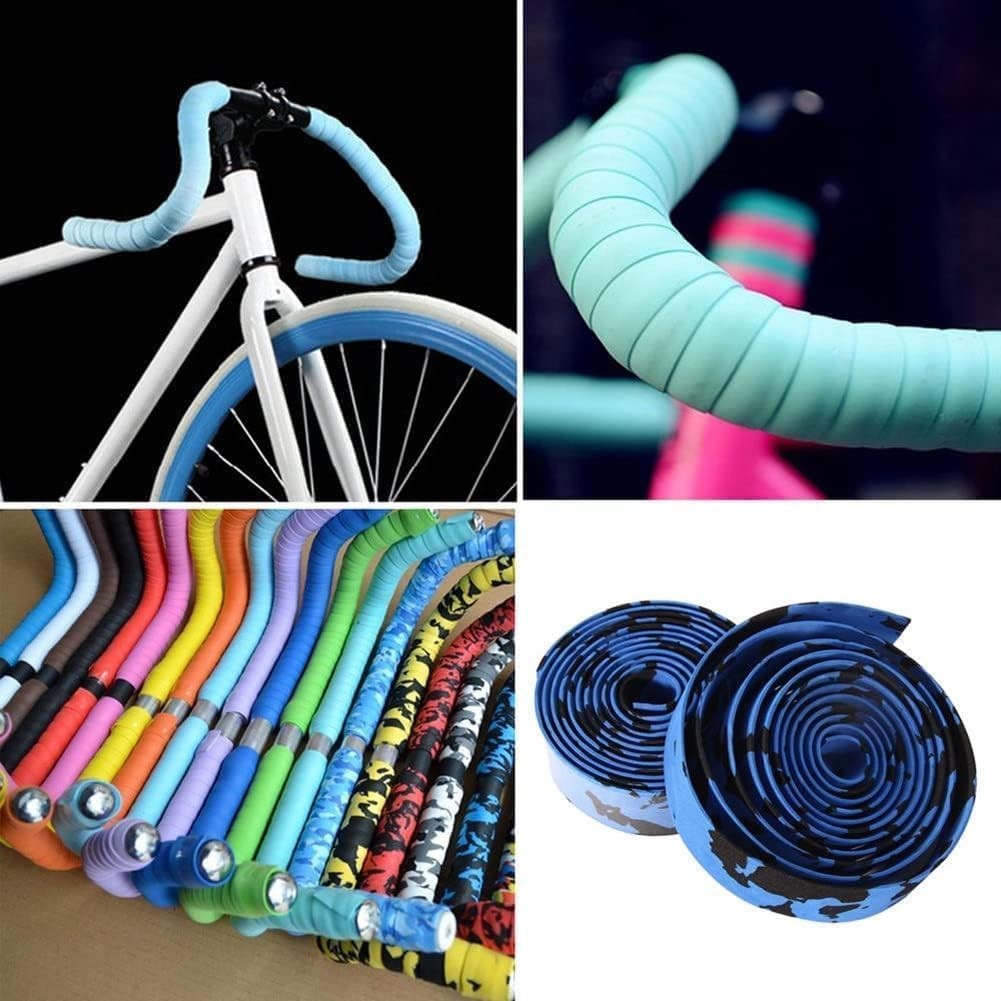 2 Rolls Bike Handlebar Tape Cycling Bar Wrap With Plugs Bicycle Grip Tape