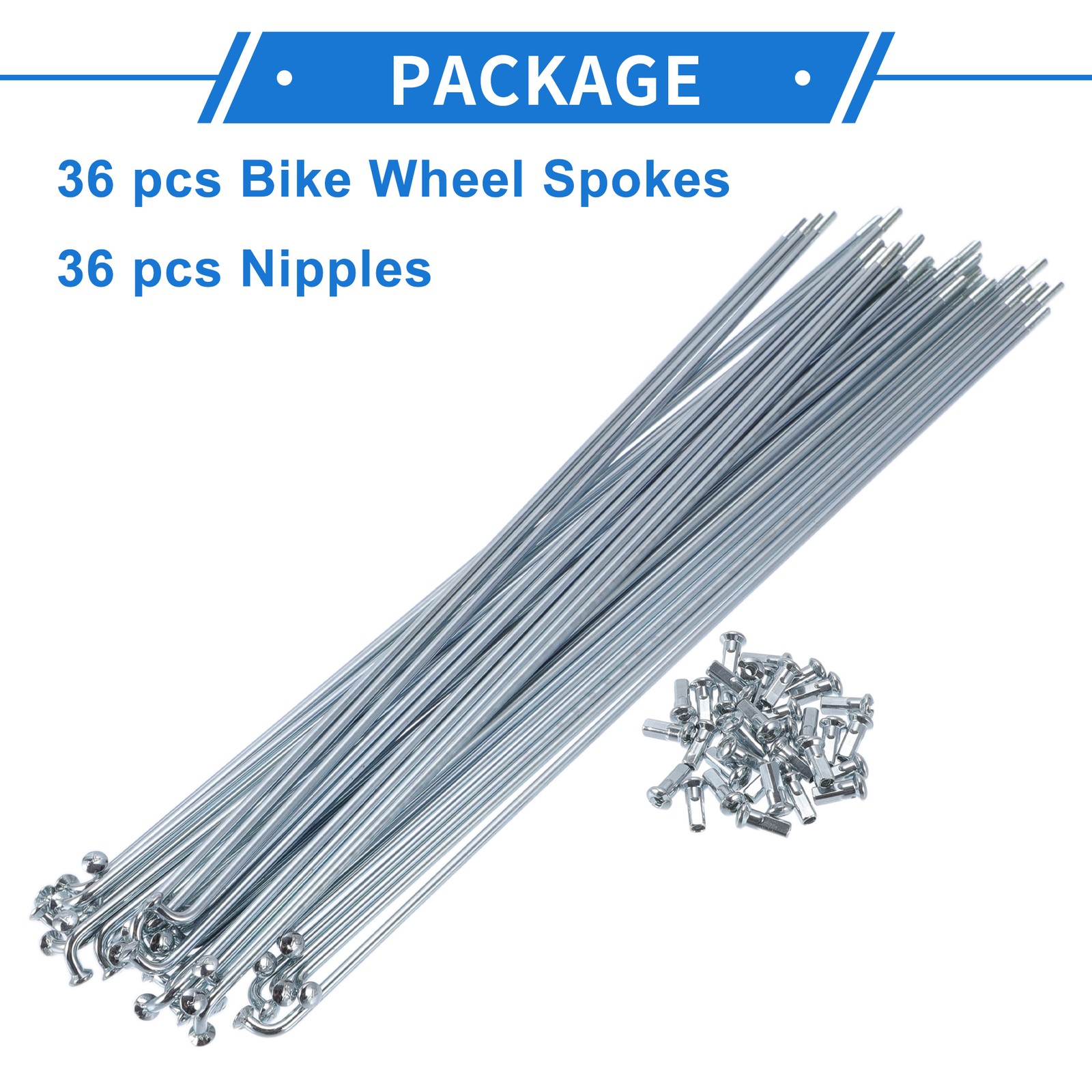 1 Set 12G 263mm Length Bicycle Spokes Nipple Carbon Steel Galvanized Universal