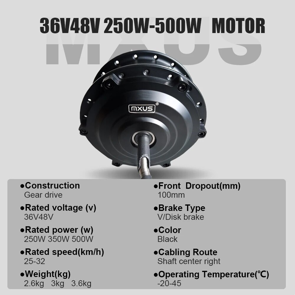 E-bike Motor 36V 48V 250W 350W 500W Brushless Gear Front Rear Drive Hub Motor