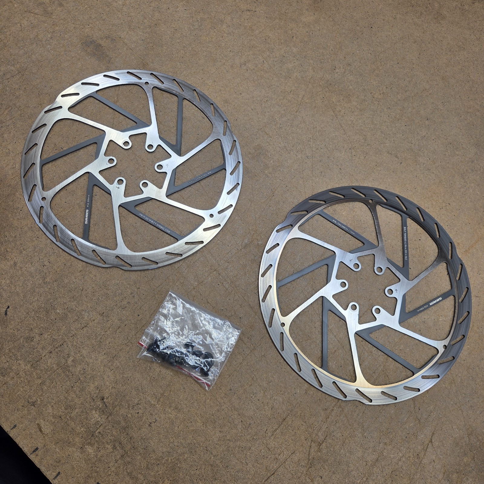 Pair Of SRAM HS2 200mm Disc Brake Rotors Used 2 Rides
